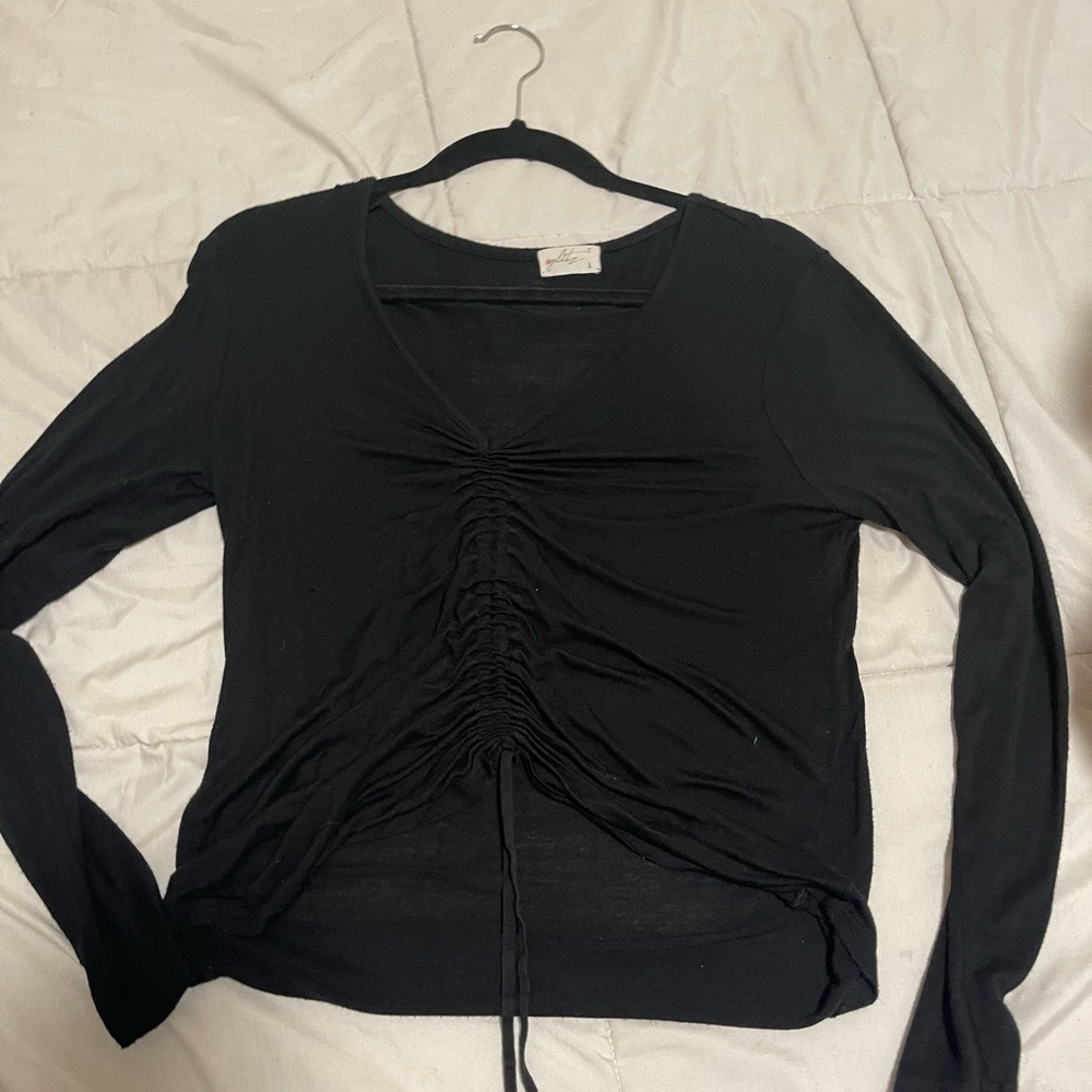 Black long sleeve ruched top
